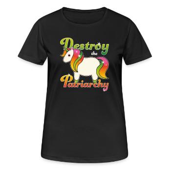 Destroy the Patriarchy - Frauen T-Shirt atmungsaktiv - Schwarz - Vorne - AI Model Female 172 light (172cm)