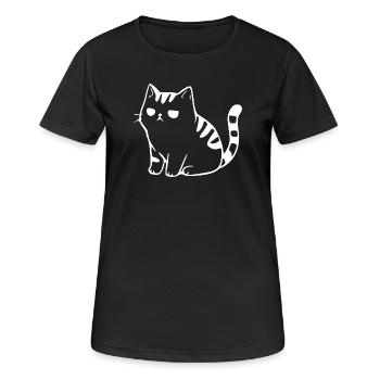 Lustige Katze Minimalistisches Katzen Geschenk  - Frauen T-Shirt atmungsaktiv - Schwarz - Vorne - AI Model Female 172 light (172cm)
