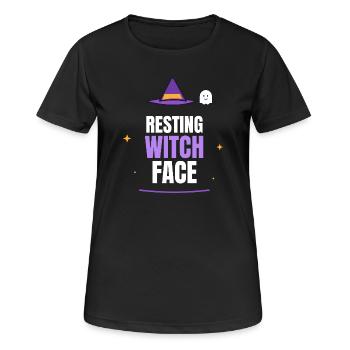 Resting Witch Face Halloween Witch Hat Ghost Funny - Frauen T-Shirt atmungsaktiv - Schwarz - Vorne - AI Model Female 172 light (172cm)