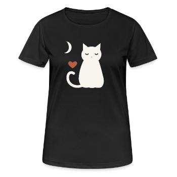 Halloween Katze Damen - Frauen T-Shirt atmungsaktiv - Schwarz - Vorne - AI Model Female 172 light (172cm)
