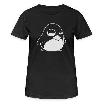 Mürrischer Tux – Lustiger Linux Pinguin für Nerds - Frauen T-Shirt atmungsaktiv - Schwarz - Vorne - AI Model Female 172 light (172cm)