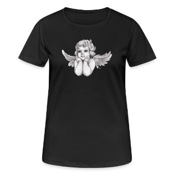Petit ange chérubin rêveur - T-shirt respirant Femme - noir - Devant - AI Model Female 172 light (172cm)