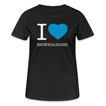 J’ADORE LE SNOWBOARD - T-shirt respirant Femme - noir - Devant - AI Model Female 172 light (172cm)
