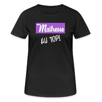 DANKE, HERRIN - Frauen T-Shirt atmungsaktiv - Schwarz - Vorne - AI Model Female 172 light (172cm)
