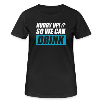 So we can drink lustiges Lauf Joggen Läufer - Frauen T-Shirt atmungsaktiv - Schwarz - Vorne - AI Model Female 172 light (172cm)