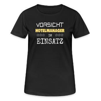 Nomination de directeur d’hôtel - T-shirt respirant Femme - noir - Devant - AI Model Female 172 light (172cm)