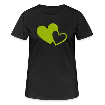 Cœur vert motif de cœurs verts - T-shirt respirant Femme - noir - Devant - AI Model Female 172 light (172cm)