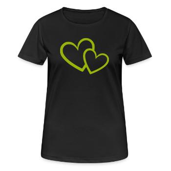 Cœur vert motif de cœurs verts - T-shirt respirant Femme - noir - Devant - AI Model Female 172 light (172cm)