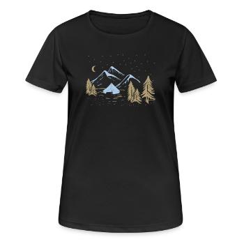 Nacht-Bergcamping-Szene - Frauen T-Shirt atmungsaktiv - Schwarz - Vorne - AI Model Female 172 light (172cm)