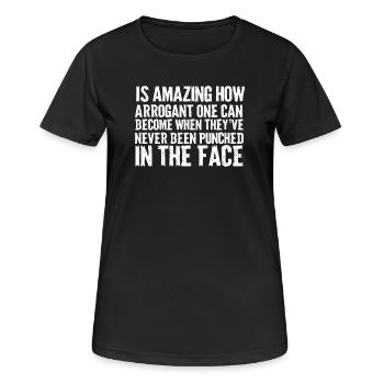 Never Punched Bold Typography - Women's Breathable T-Shirt - black - Front - AI Model Female 172 light (172cm)