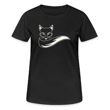 Fuchs Silhouette mit Schweif - Frauen T-Shirt atmungsaktiv - Schwarz - Vorne - AI Model Female 172 light (172cm)
