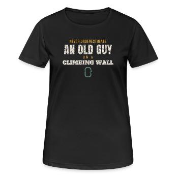 Old Guy On A Climbing Wall - Women's Breathable T-Shirt - black - Front - AI Model Female 172 light (172cm)