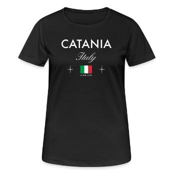 Souvenir de voyage des coordonnées de Catane Sicile - T-shirt respirant Femme - noir - Devant - AI Model Female 172 light (172cm)