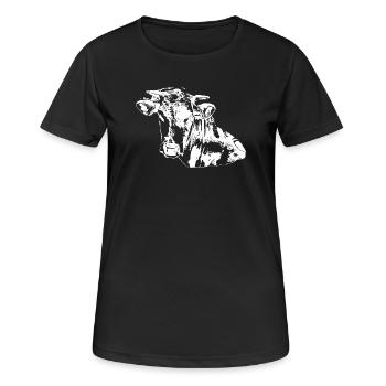 Vache Vaches Silhouettes Tête de Vache Blanc - T-shirt respirant Femme - noir - Devant - AI Model Female 172 light (172cm)