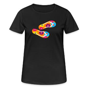 Flip Flops Latent Fleur Fleur Fleur Fleurs colorées - T-shirt respirant Femme - noir - Devant - AI Model Female 172 light (172cm)