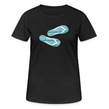 Pantoufles Flip Flops Holiday Wooden Boards cool - T-shirt respirant Femme - noir - Devant - AI Model Female 172 light (172cm)