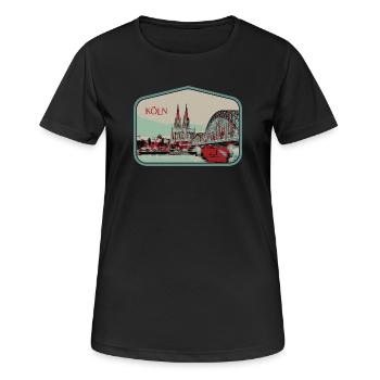 Illustration vue panoramique de Cologne - T-shirt respirant Femme - noir - Devant - AI Model Female 172 light (172cm)