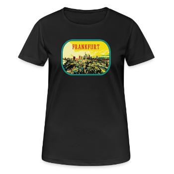 Vue panoramique colorée de la ville de Francfort - T-shirt respirant Femme - noir - Devant - AI Model Female 172 light (172cm)