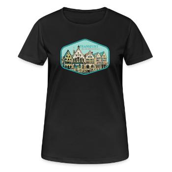 Historisches Zentrum: Frankfurter Rathaus - Frauen T-Shirt atmungsaktiv - Schwarz - Vorne - AI Model Female 172 light (172cm)