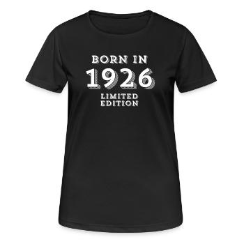 1926, date de naissance, année de naissance - T-shirt respirant Femme - noir - Devant - AI Model Female 172 light (172cm)