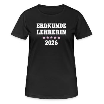Professeur de géographie 2026 Professeur de géographie École de Géologie - T-shirt respirant Femme - noir - Devant - AI Model Female 172 light (172cm)