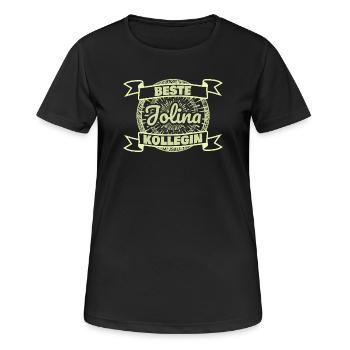 Jolina als Kollegin - Frauen T-Shirt atmungsaktiv - Schwarz - Vorne - AI Model Female 172 light (172cm)