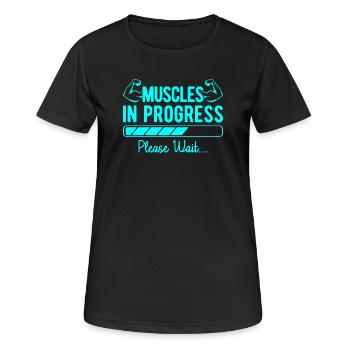 Motivation en forme : muscles du bodybuilder en développement - T-shirt respirant Femme - noir - Devant - AI Model Female 172 light (172cm)