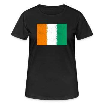 Flagge von Côte d'Ivoire - Frauen T-Shirt atmungsaktiv - Schwarz - Vorne - AI Model Female 172 light (172cm)