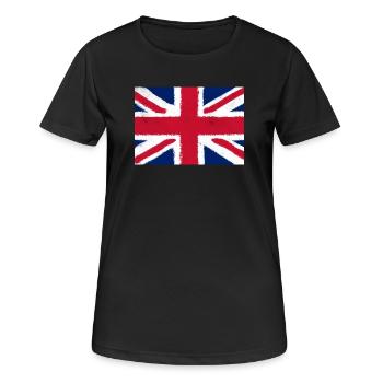 Flagge des Vereinigten Königreichs - Frauen T-Shirt atmungsaktiv - Schwarz - Vorne - AI Model Female 172 light (172cm)