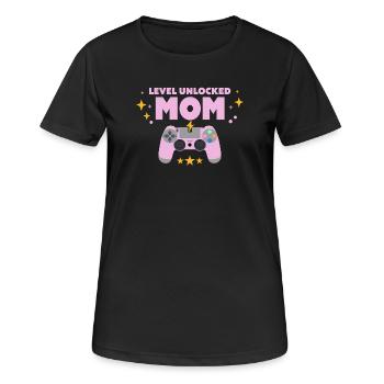 Level freigeschaltet: Mama - Frauen T-Shirt atmungsaktiv - Schwarz - Vorne - AI Model Female 172 light (172cm)