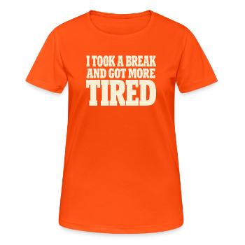 Ausgebrannter Millennial, Müder Erwachsener, - Frauen T-Shirt atmungsaktiv - Neonorange - Vorne - AI Model Female 172 dark (172cm)