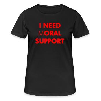 Diction de soutien moral – Texte rouge cochon - T-shirt respirant Femme - noir - Devant - AI Model Female 172 light (172cm)