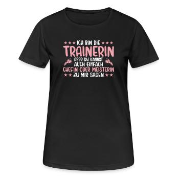 Trainerin Chefin oder Meisterin Fußballtrainerin - Frauen T-Shirt atmungsaktiv - Schwarz - Vorne - AI Model Female 172 light (172cm)