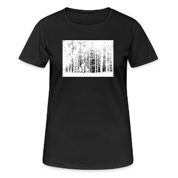 Freiheit auf zwei Rädern – Radfahrer im Wald - Frauen T-Shirt atmungsaktiv - Schwarz - Vorne - AI Model Female 172 light (172cm)
