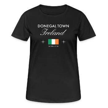 Souvenir de voyage de la Ville de Donegal Coordonnées Irlande - T-shirt respirant Femme - noir - Devant - AI Model Female 172 light (172cm)