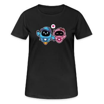 Süße Liebhaber und romantische Roboter für Paare - Frauen T-Shirt atmungsaktiv - Schwarz - Vorne - AI Model Female 172 light (172cm)