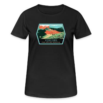Randonnée Parc Naturel Vercors: Aventure Naturelle - T-shirt respirant Femme - noir - Devant - AI Model Female 172 light (172cm)