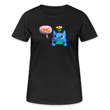 OMG Cat cute 3d bubble - Frauen T-Shirt atmungsaktiv - Schwarz - Vorne - AI Model Female 172 light (172cm)