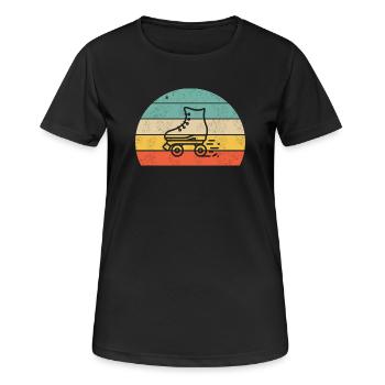 Rollschuh Sirt bunt - Frauen T-Shirt atmungsaktiv - Schwarz - Vorne - AI Model Female 172 light (172cm)