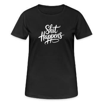 Déclaration « la merde arrive » - T-shirt respirant Femme - noir - Devant - AI Model Female 172 light (172cm)