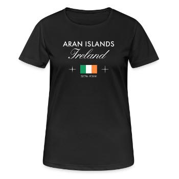 Aran Islands Ireland Coordinates Travel Souvenir - Women's Breathable T-Shirt - black - Front - AI Model Female 172 light (172cm)