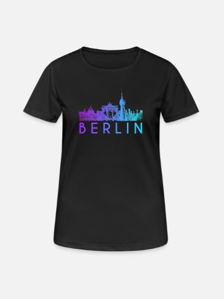 Berlin Skyline - Frauen T-Shirt atmungsaktiv - Schwarz