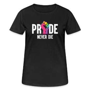 Pride Month LGBT - Pride Never Die - Frauen T-Shirt atmungsaktiv - Schwarz - Vorne - AI Model Female 172 light (172cm)