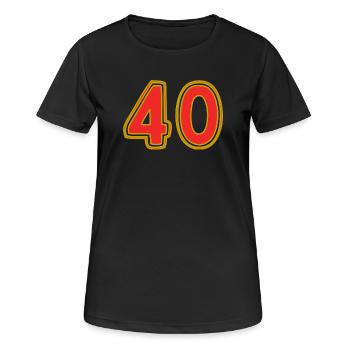 40. 40 ANS. 40e ANNIVERSAIRE. ANNIVERSAIRE 40 ANS. - T-shirt respirant Femme - noir - Devant - AI Model Female 172 light (172cm)