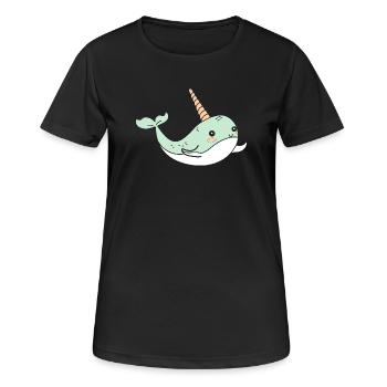 Narwal - Frauen T-Shirt atmungsaktiv - Schwarz - Vorne - AI Model Female 172 light (172cm)
