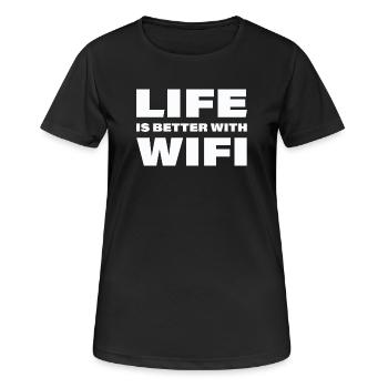LIFE IS BETTER WITH WIFI - Frauen T-Shirt atmungsaktiv - Schwarz - Vorne - AI Model Female 172 light (172cm)