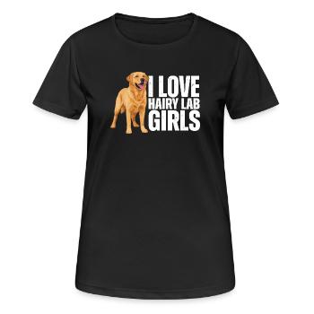 I Love Hairy Lab Girls Labrador Retriever - Women's Breathable T-Shirt - black - Front - AI Model Female 172 light (172cm)