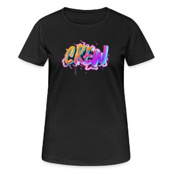 Crew - Frauen T-Shirt atmungsaktiv - Schwarz - Vorne - AI Model Female 172 light (172cm)
