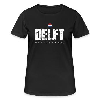 Delft Distressed Wordmark - Women's Breathable T-Shirt - black - Front - AI Model Female 172 light (172cm)