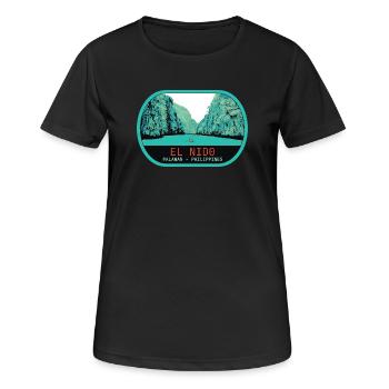 Vue panoramique d'El Nido ile de Palawan - T-shirt respirant Femme - noir - Devant - AI Model Female 172 light (172cm)